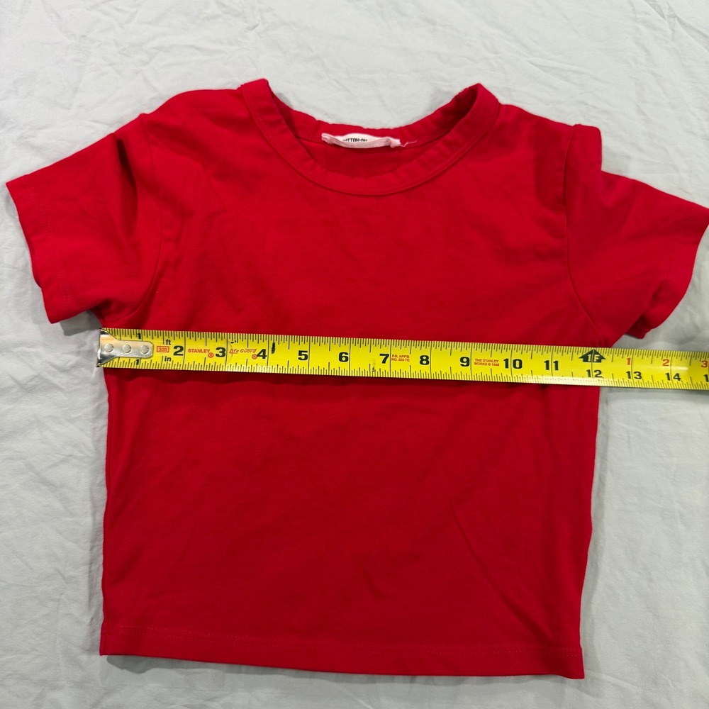 Cotton On Womens XXS Red Micro Crop Tee Short Sleeve Crew Neck Baby Tee Solid - Picture 5 of 7